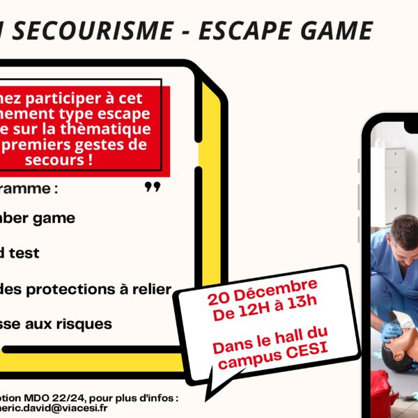 Initiation aux 1ers secours et Escape Game : Sensibilisation sur le campus CESI de Rouen